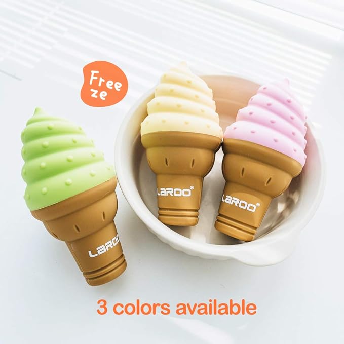 LaRoo Dogs Toys for Summer Cooling, Frozen Dog Toys, Full with Water Frozen, Prevention of Heat Stroke Upgraded Teething Chew Toy (Ice Cream Shape-Green).