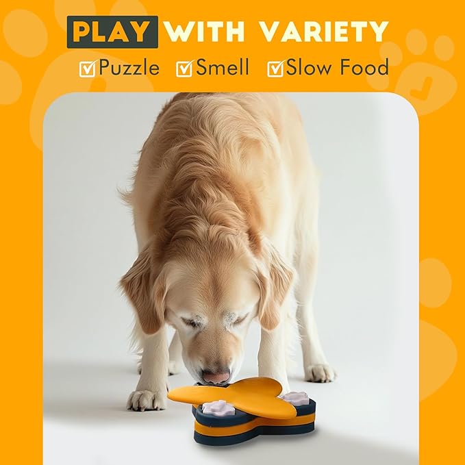 Pet Puzzle Dispensing Slow Feeder Cat Puzzle Toys for IQ Training & Mental Enrichment, Interactive Toys for Small Medium Cats and Dog, Puppy Treat for Fun Feeding Toy (Yellow Tornado Shape)