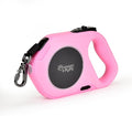 Hounds & Pups Retractable Dog Leash, 15 ft Length, LED Light for Night Walks (Pink)
