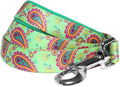 Blueberry Pet 5 Colors Paisley Flower Print Dog Leash with Soft & Comfortable Handle, 4 ft x 1", Emerald Green, Large, Leashes for Dogs