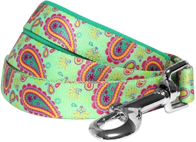 Blueberry Pet 5 Colors Paisley Flower Print Dog Leash with Soft & Comfortable Handle, 4 ft x 1", Emerald Green, Large, Leashes for Dogs