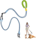 Double Dog Leash No Tangle, Adjustable Split Leads Dual Pet Walking Leash with Comfortable Padded Handle for Two Dogs, Hands - Free Dual Leashes for Small/Medium Pets (Blue, Double Leashes)