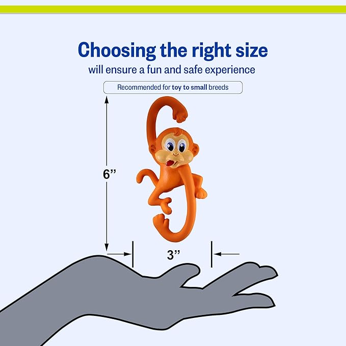 PetSport Naturflex Monkey - Squeaky Latex Rubber Dog Toys, Interactive Play for Small & Medium Dogs, Puppy Toy with Squeaker, Soft & Durable Pet Product - 6"