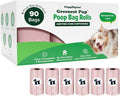 Puppington Certified Home Compostable Poop Bags -ASTM D6400 Compliant- 90 Extra Thick Bags - Plant Based- Pairs with Puppington 3-in-1 Bag & Fits all Standard Poop Bag Dispensers (Blush Pink)