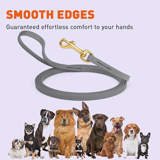 Viper K9 Biothane Working Dog Leash Waterproof Lead for Tracking Training Schutzhund Dog Sport & Search - Odor-Proof Long Line with Solid Brass Snap for Puppy Medium Large 1/2" x 20ft Battleship Gray
