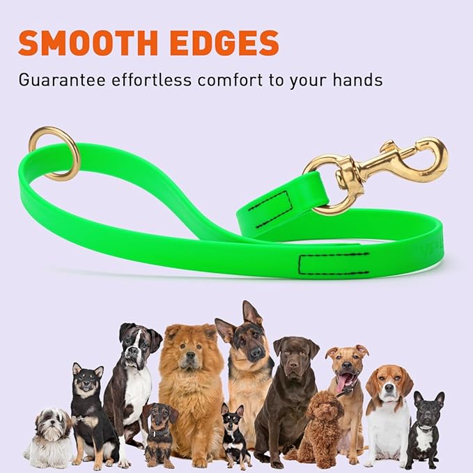 Viper Biothane K9 Working Dog Leash Waterproof Lead for Tracking Training Schutzhund Odor-Proof Long Line with Solid Brass Snap for Puppy Medium and Large Dogs 20in, Tropical Green