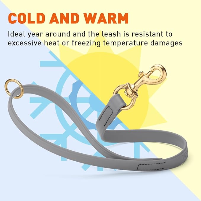 Viper Biothane K9 Working Dog Leash Waterproof Lead for Tracking Training Schutzhund Odor-Proof Long Line with Solid Brass Snap for Puppy Medium and Large Dogs 20in, Battleship Gray