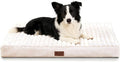 Orthopedic Dog Bed with Firm High-Density Egg Crate Foam, Machine Washable Cover & Non-Slip Bottom for Medium & Large Breeds (Beige, 35" L x 22" W x 3" H)