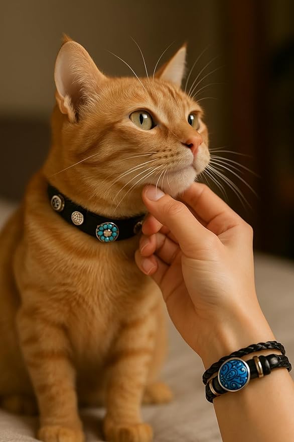 Collar & Cuff Matching Dog Collar and Owner Cuff Set with Snap Charms (L (14.5" - 18.5"), Brown (18mm Snaps))