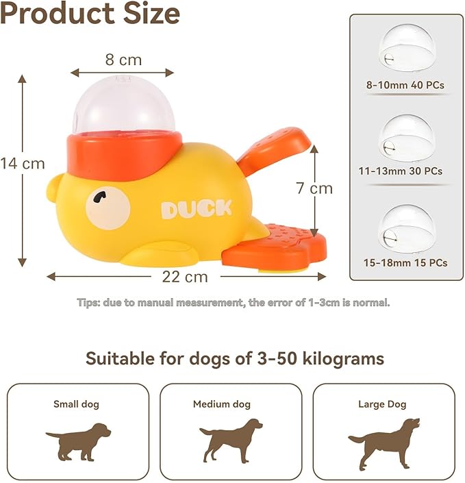 Ducky Cat Treat Dispenser, Interactive Duckie Cat Feeder, Little Yellow Duck Cat Toy Treat Feeder, Duck Dog Food Feeders, 2-in-1 Interactive Dog Puzzle Toy Slow Feeders for Cats & Dogs (White)