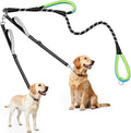 XiaZ Double Dog Leash for Two Dogs, No Tangle with 360° Swivel & 4 Comfortable Handles, Heavy Duty Dual Dog Leash with Highly Reflective Rope, Adjustable Split Leash for Small Medium Dogs, 3/8”Black