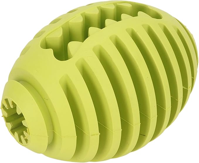 Dog Toy, Dog Football Toy Rubber Dog Puzzle Toys Tough Dog Treat Ball Toy Squeaky Dog Chew Toys Dog Balls Toy Dog Treat Dispenser Toy Interactive Dog Enrichment Toys for Medium and Large Dogs, Green