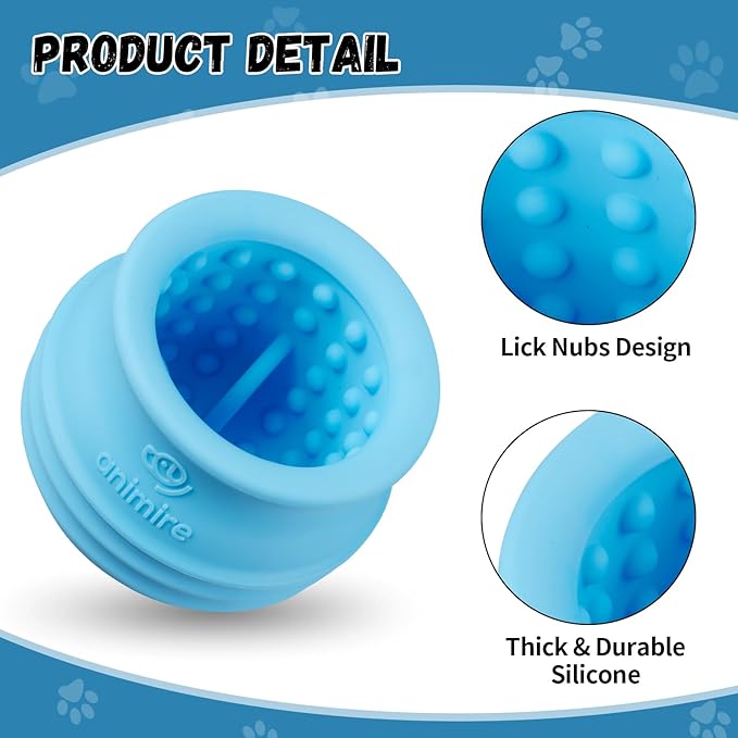 Treat Dispensing Dog Toy, Long-Lasting Interactive Puzzle Toys for Dogs, Stuffable Dog Enrichment Frozen Lick Treat Toy for Boredom, BPA Free Silicone Fetch Catch Chew Toy (Light Blue,M)