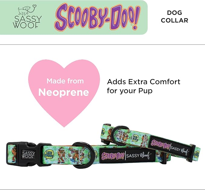 Sassy Woof Dog Collar Scooby-Doo™ - M, Adjustable, Durable, Comfortable and Stylish Pet Accessories for Medium Dogs - Officially Licensed