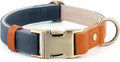 Plutus Pet Genuine Leather & Hemp Dog Collar – Adjustable Heavy Duty Pet Collar with Quick Release Metal Buckle, Soft & Stylish for Puppy and Small, Medium, Large Dogs (Blue, XS)