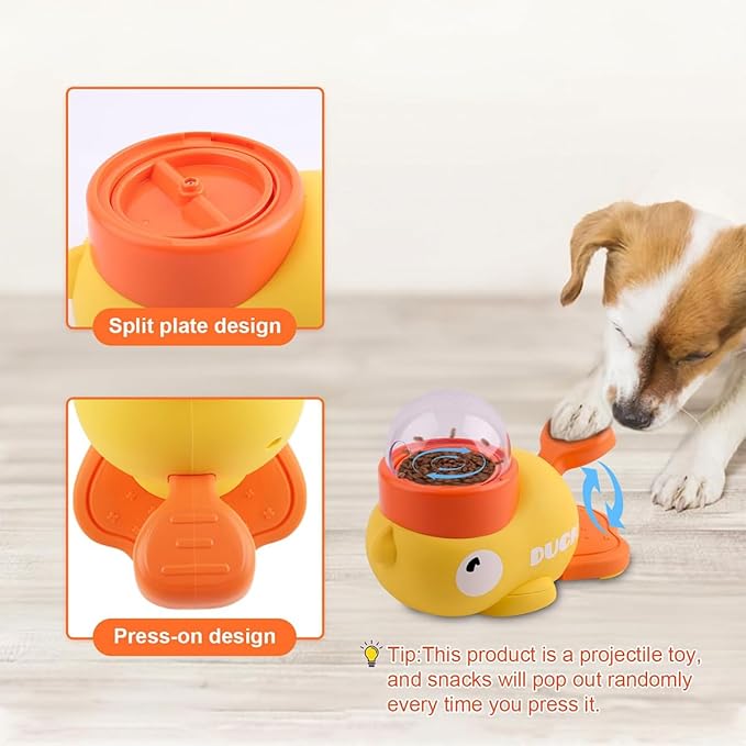 2-in-1 Cat Puzzle Treat Dispenser, Dog Snack Dispenser Toy, Duck Pet Feeder, Slow Feeder, Duck Shape, Suitable for Cat and Dog IQ Training and Exercise