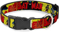 Dog Collar Plastic Clip Classic Batman Issue 1 Robin Batman Cover Pose Yellow Red 8 to 12 Inches 0.5 Inch Wide