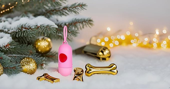 Dog Poop Bag Holder with Dog Poop Bags, Durable and Guaranteed Leakproof, Unscented, 1 Dispenser and 15 Bags (Pink)