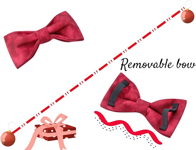 Elegant little tail Christmas Dog Collar,Puppy Collar, Male or Female Dog Collar with Bow Adjustable Soft Bow tie Dog Collars for Large Dogs