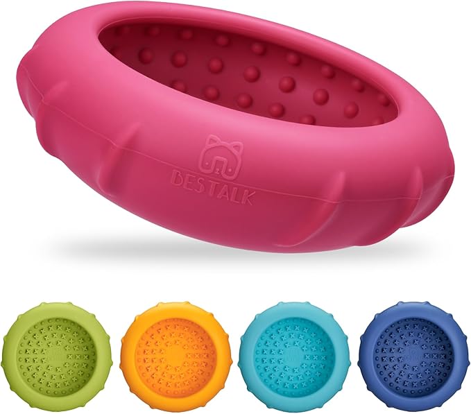 Dog Lick Bowl, Bestalk Wobbly Freeze Bowl Enrichment Feeder for Dogs, Anxiety Relief Lick Mat Puzzle Toy for Distraction, BPA Free Silicone, Dishwasher Safe(Rose,S)