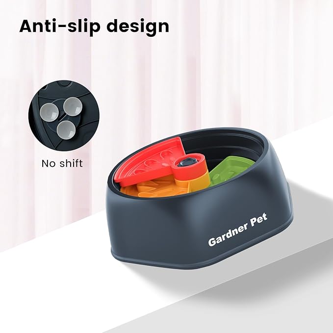 Gardner Pet Dog Slow Feeder Dog Bowl, Dogs Puzzle Enrichment Toy Rotating Plate, 8.45'' M Size with Suction Base for All Breed Sizes Pets, BPA-Free
