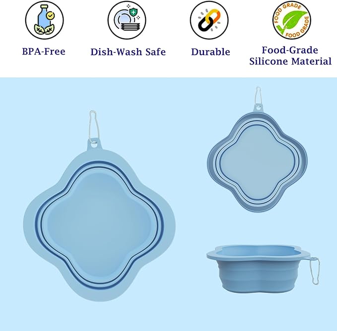 Dog Bowls Pet Collapsible Bowl Slow Feeder Outdoor, Dog Travel Bowls Portable Foldable Cat Water Dish Bowl for Pets Walking Parking Camping (Green)