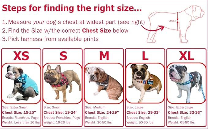 BULLHUG Adjustable Dog Harness– No Pull, No Choke – for English Bulldogs, French Bulldogs, Pugs & Broad-Chested Breeds – Easy, Safe Walks (Pizza, Small)