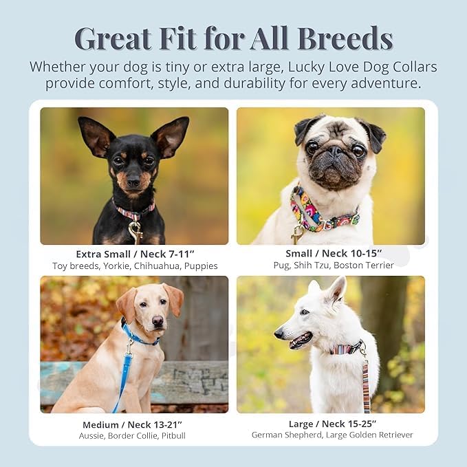 Lucky Love Dog - Adjustable Dog Collar with Easy Click Buckle for Large Ones, Durable, & Comfortable for Male & Female Dogs, Pet Collar for Puppies & Adult Dogs - Ladybird, Large