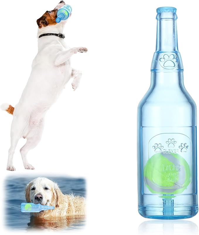 Water Bottle Dog Toy,Crunchnplay Bottle Toy for Dogs,Floating Dog Chew Toys,Squeaky Dog Toys for Aggressive Chewers,Dog Toy Water Bottle Cruncher,Interactive Dog Toys for Small Medium Dogs Boredom