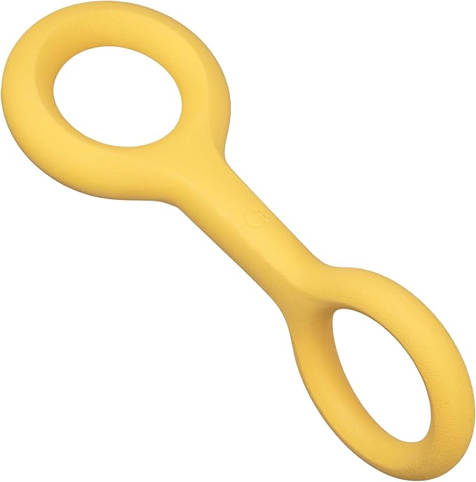 Ubbi Tuggle Dog Toy, Durable Natural Rubber Tug Toy with Ergonomic Grip for Medium to Large Dogs, Dishwasher Safe Interactive Fetch & Tug Toy, Yellow