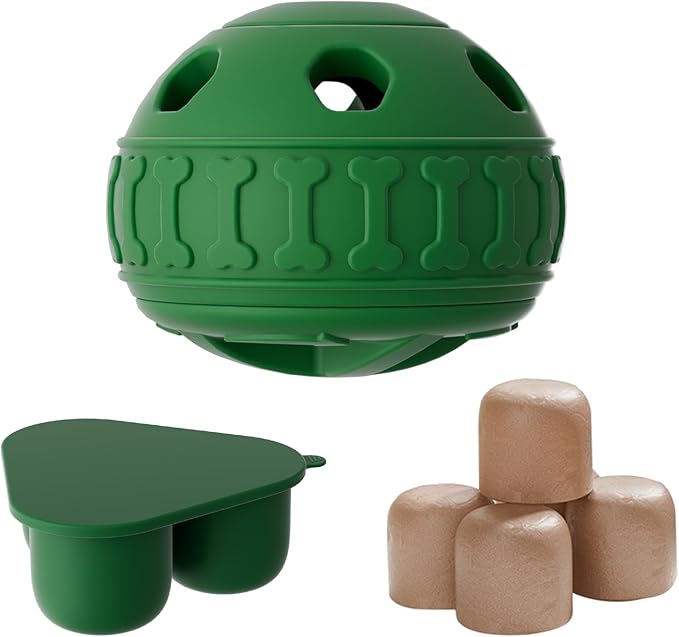 2 in 1 Interactive Dog Toy and Silicone Tray with Lid, Dog Enrichment Toys for Large Dogs 25-75 lbs, Freezable Dogs Chew Toy to Keep Them Busy, Frozen Treat Dispensing for Slow Food Training