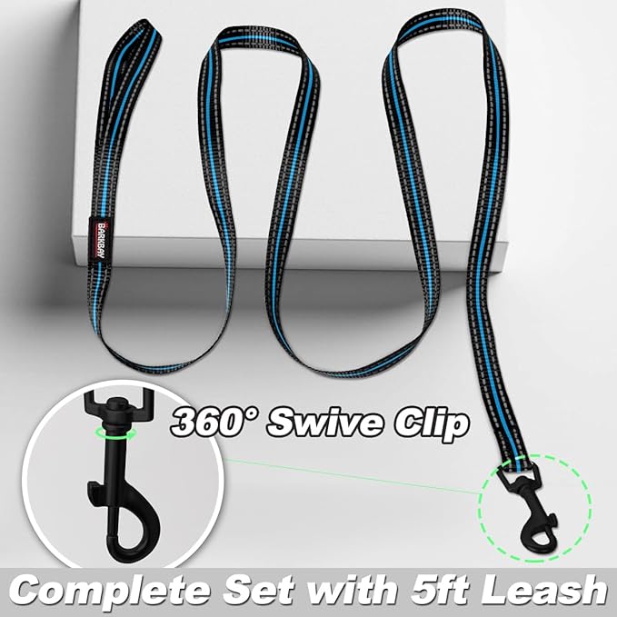 Dog Harness and Leash Set,Step in Small Sized Dog Harness,Soft Mesh,No-Chock,Reflective Adjustable,Secure with Hook & Loop Fastener,Puppy Vest for Small,Medium Dogs(Blue/Black,XXXS)