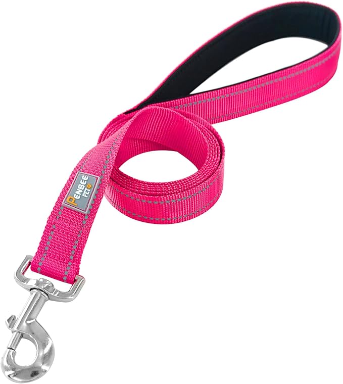 Dog Leash 6 FT Padded Handle Nylon Reflective Dogs Leashes for Large Dogs Hot Pink