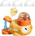 Duck Pet Feeder for Dogs with 3 Lids, Yellow Duck Treat Dispenser Interactive Puzzle Feeder for Dog Cat, Durable Anti-Gulping Slow Feeding Enrichment for Small Medium Pets (Yellow, 1PC)