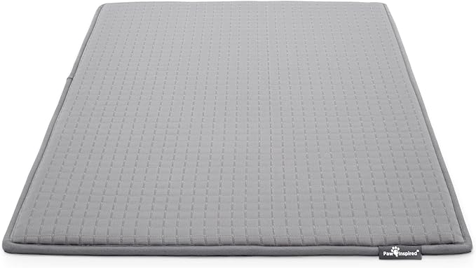 Paw Inspired Cooling Orthopedic Crate Pad for Dogs and Cats, Washable Memory Foam Dog Cooling Mat (35x22 Inch Medium/Large Size for 36 Inch Kennel, Gray)