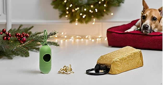 Dog Poop Bag Dispenser With Bags - Durable and Guaranteed Leakproof, Unscented, 1 Holder and 15 Bags, Green