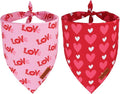 PTDECOR Valentine Dog Bandanas, Reversible Red Pink Valentine Pet Scarf, Premium Durable Fabric, Love and Heart Bandanas for Small Dogs Pets (Small)