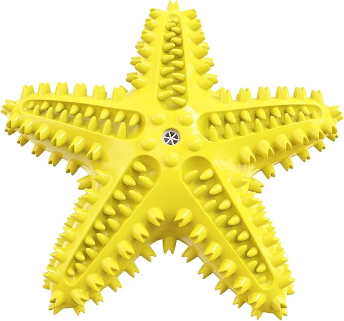 Pet Dog Chew Toys for Aggressive Chewers, Indestructible Pets Toy for Aggressive Chewer, Tough Chew Toys for Dogs, Squeak Sound (02 Starfish-Yellow)
