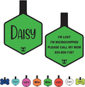 Silicone Silent Dog Tag Personalized with 5 Lines of Custom Deep Engraved Durable Soundless Pet ID Name Tag Hexagon Green