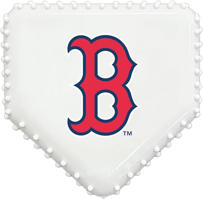 Pets First MLB Boston RED SOX Hard-Nylon Baseball Home Plate Dog Chew Toy, Interactive and Fun Dog CHEW Toy, Bacon Flavored, Strong Durable Chew Toy for Pets