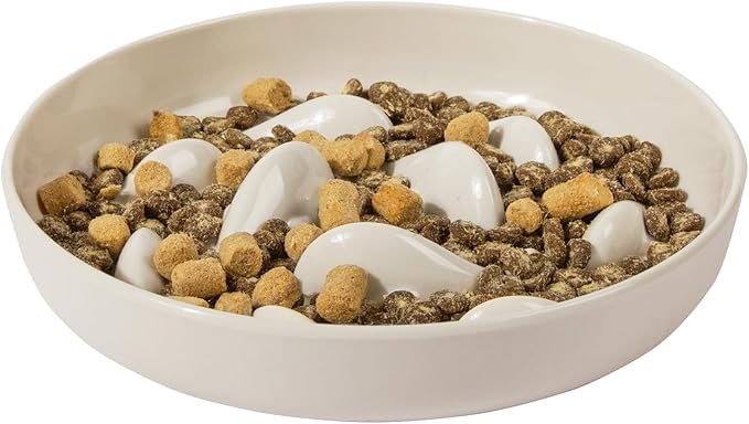 Slow Feeder Bowl for Cats and Small Dogs,Cilkus Fish Pool Design, Fun Interactive Bloat Stop Puzzle Feeder Bowl Healthy Eating Diet Made of Melamine Food Grade Material (Green(Melamine))
