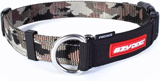 EzyDog Checkmate Martingale Collar for Dogs – Premium Nylon Training Dog Collar for Easy Control with no Choking (Small, Green Camo)