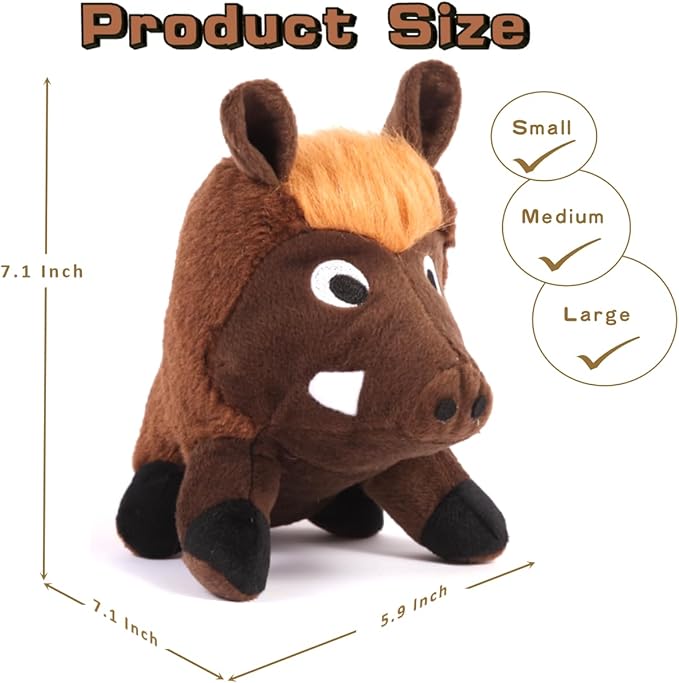 JKW Pet Toys, Stuffed Boar Dog Toys, Squeaky Plush Dog Toy - Durable Stuffed Chew Toy for Small, Medium, Large Dogs and Puppies