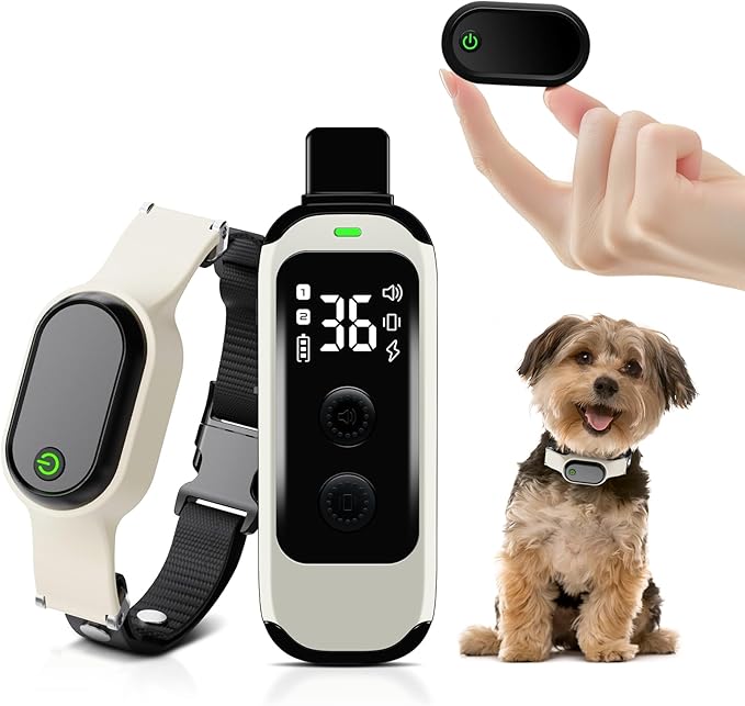 Small Dog Training Collar with Remote, Shock Collar for Small Dogs 5–15lbs & Medium Large Dogs, 3 Modes, Waterproof, Rechargeable, 1968ft Range (White)