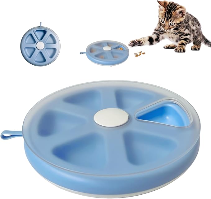 Interactvie Cat Treat Toys, Food Puzzle, Maze Feeder Toys for Indoor Cats and Kittens (Blue)
