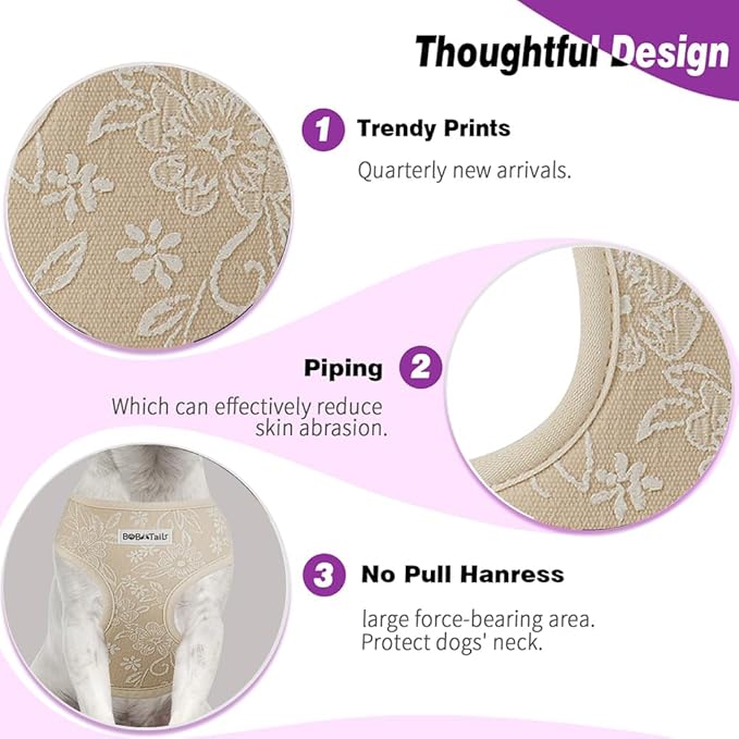 No Pull Dog Vest Harness for Small&Medium Dogs, Side Clip Adjustable Pet Vest, Soft Breathable, Fashion Dog Harnesses for Walking, Running, Shopping (Nude, M)