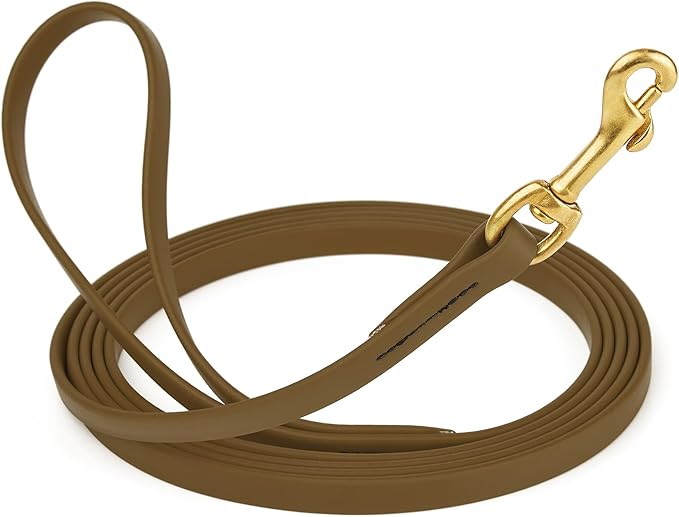 Viper Biothane K9 Working Dog Leash Waterproof Lead for Tracking Training Schutzhund Odor-Proof Long Line with Solid Brass Snap for Puppy Medium and Large Dogs, 33ft Coyote Brown