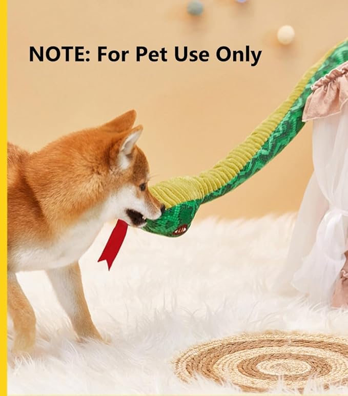 Ibluelover Snake Squeaky Dog Toy Plush Snake Dog Toy 3 Squeakers Doggie Interactive Toys Durable Stuffed Animal Chew Toys for Small, Middle, Big Dogs