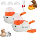 Dog Treat Dispenser Toy Interactive, Duck Cat Treat Dispenser, 2-in-1 Interactive Dogs Toys Food Puzzle Slow Feeder, Adjustable Slow Feeder for Dogs & Cats (White*2)