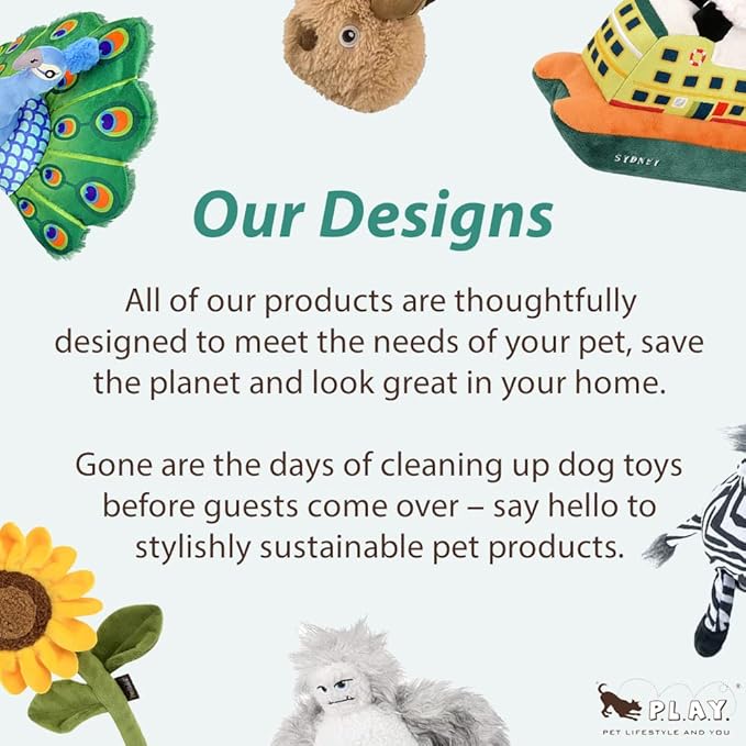 P.L.A.Y. Cute Plush Dog Toys - Fast Food Themed Durable Squeaker Chew Toy, Great for Puppies & Small, Medium Dogs - Machine Washable, Recycled Materials (American Classic Burger, X-Small)